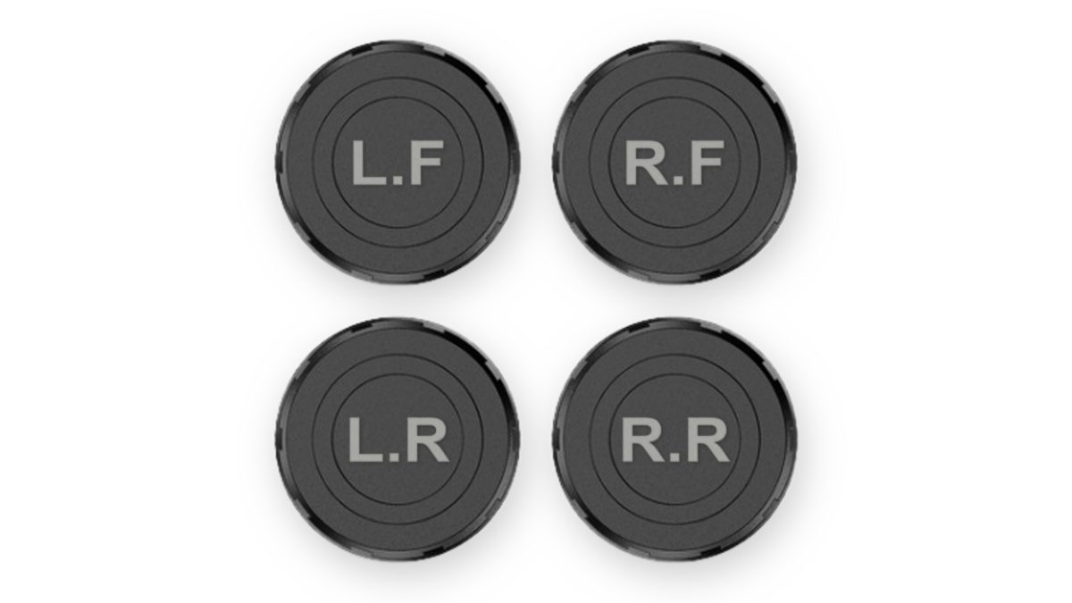 BPU100 sensors laser marked by wheel position, L.F R.F L.R R.R